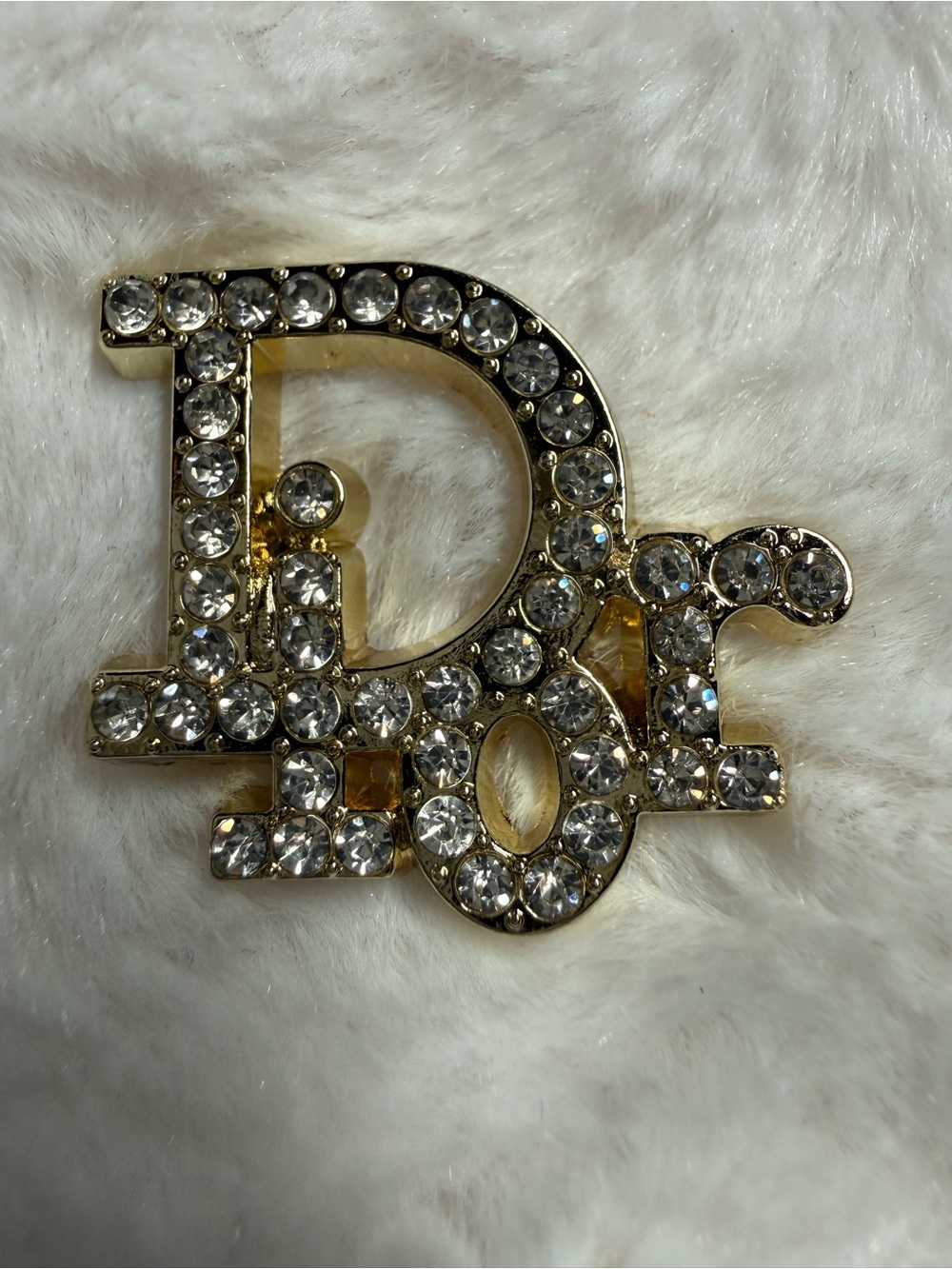 Statement Charm With Rhinestones- Gold Tone